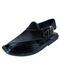 Peshawari Handmade Pure Hair Leather Black Chappal